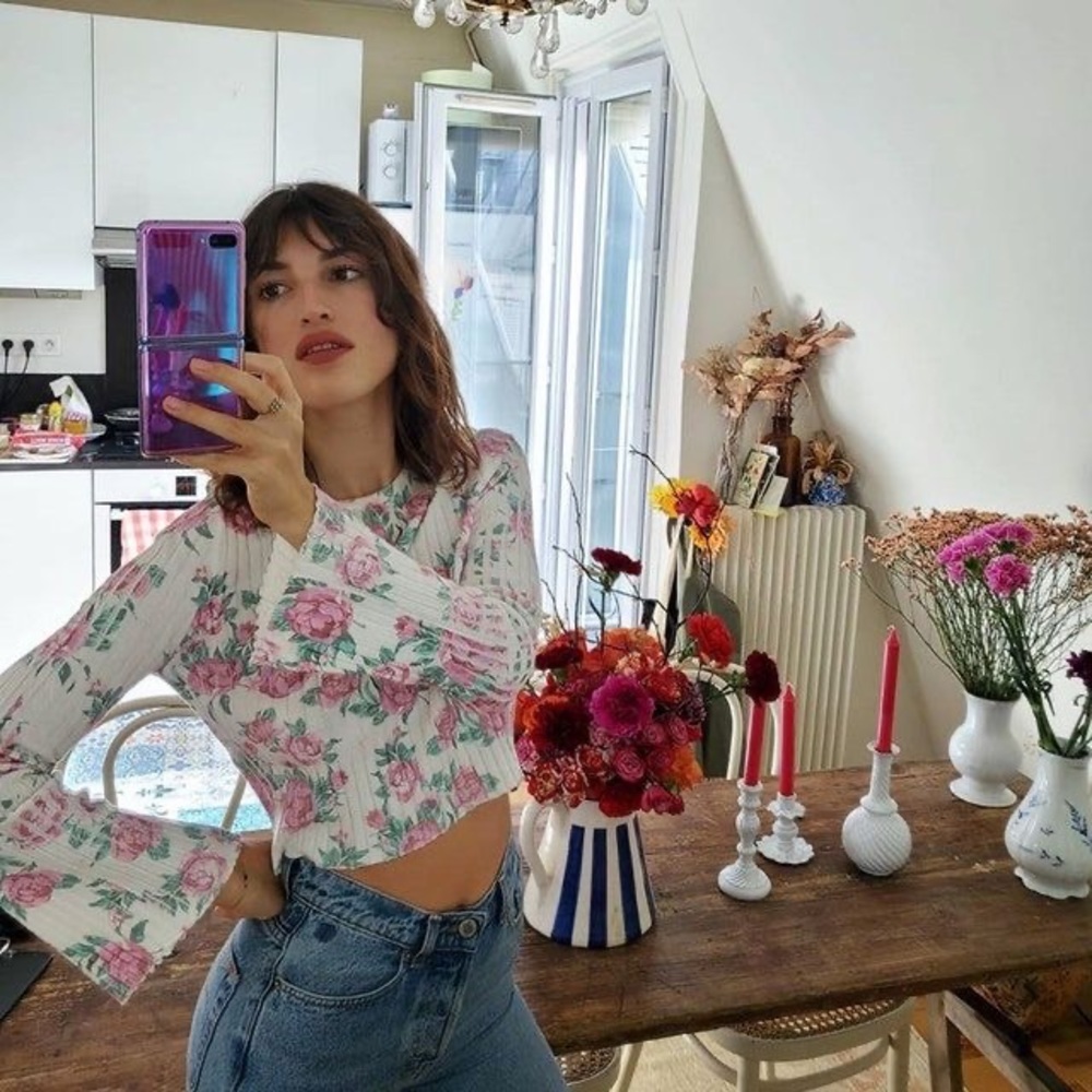 Rouje Paris bell sleeve rose sweater 34 XS